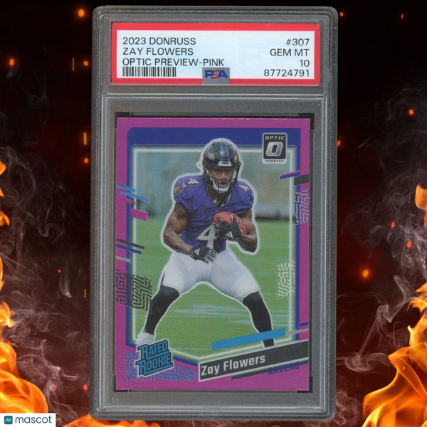 2023 Panini Donruss ZAY FLOWERS Rated Rookie Optic Preview Pink Prizm PSA 10 307