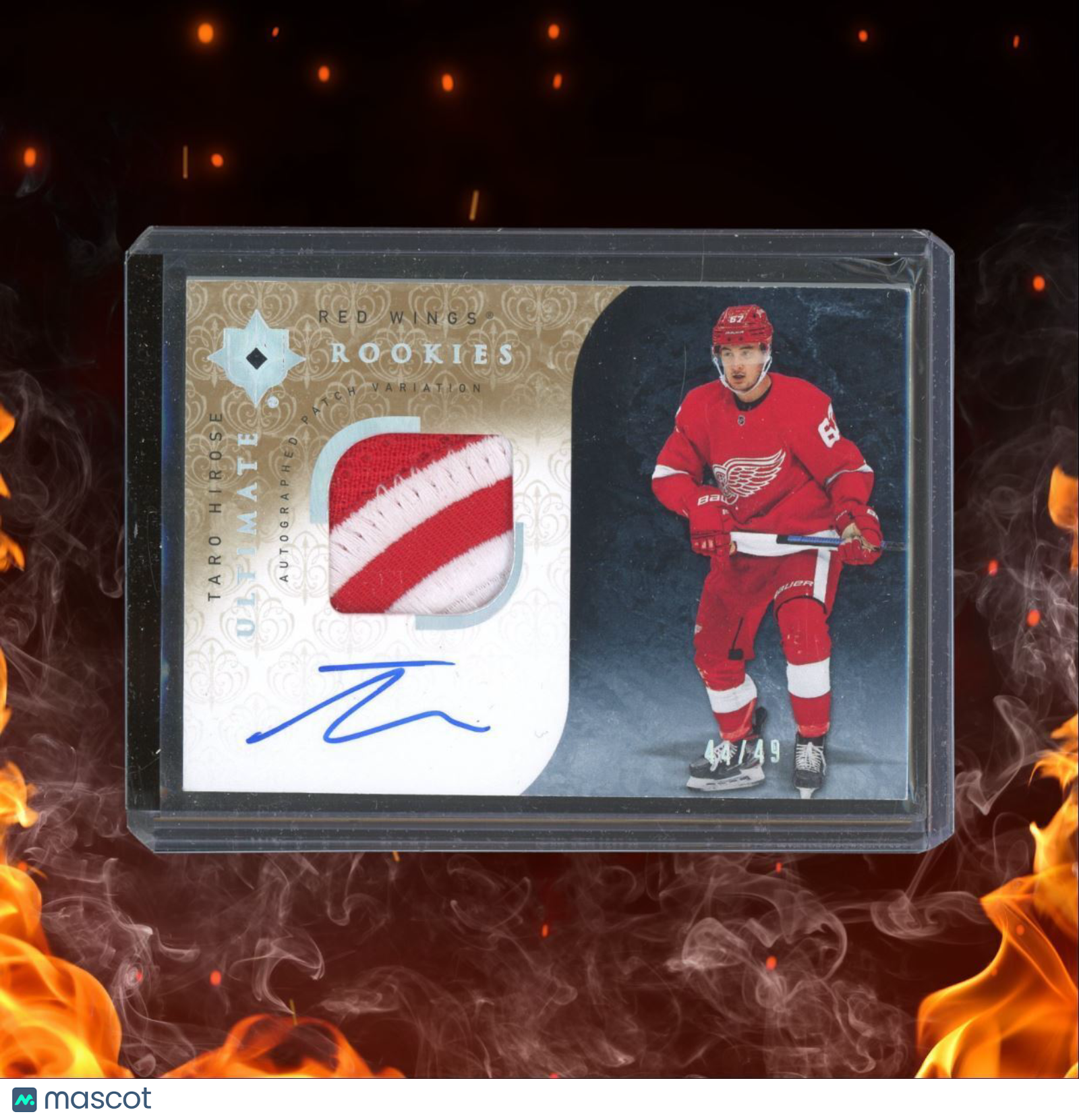 2019-20 Upper Deck Engrained Taro Hirose Ebony Patch Rookie Auto 44/49 #RRPA-TH