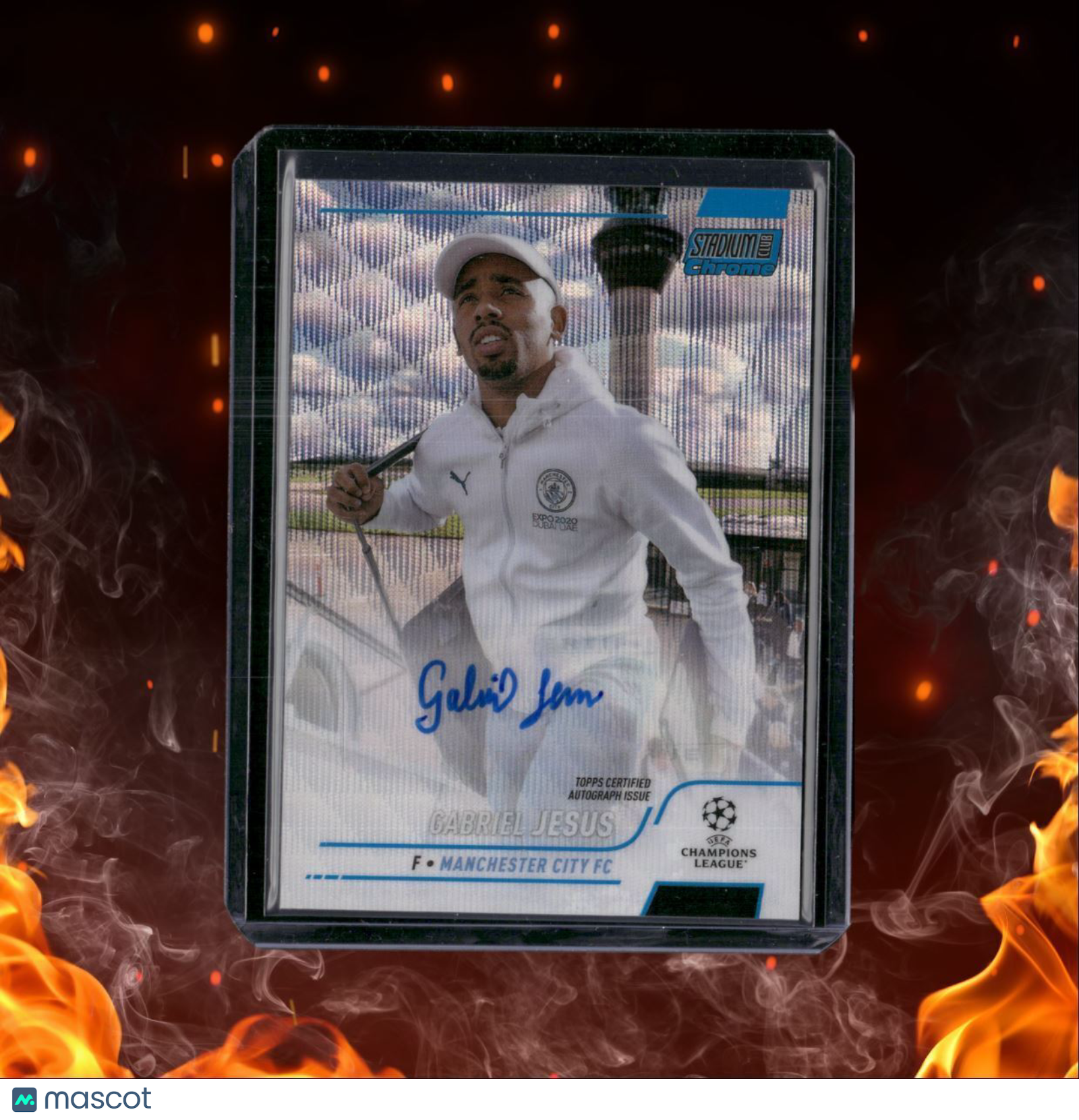 2022 Topps Stadium Club Chrome Gabriel Jesus Blue Wave Auto 67/75 #CA-GJ
