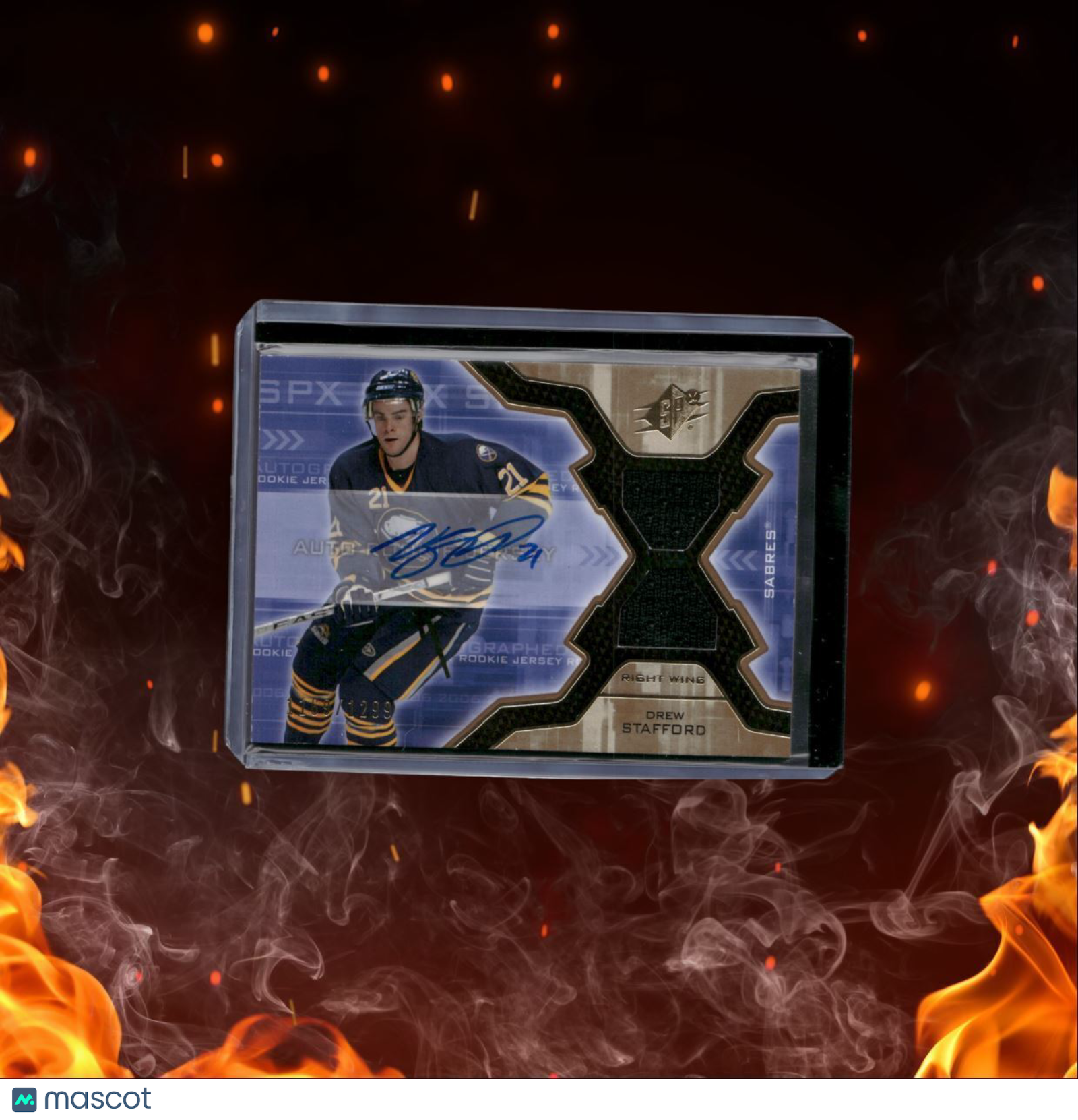 2006-07 Upper Deck SPx Drew Stafford Jersey Rookie Auto 1169/1299 #144