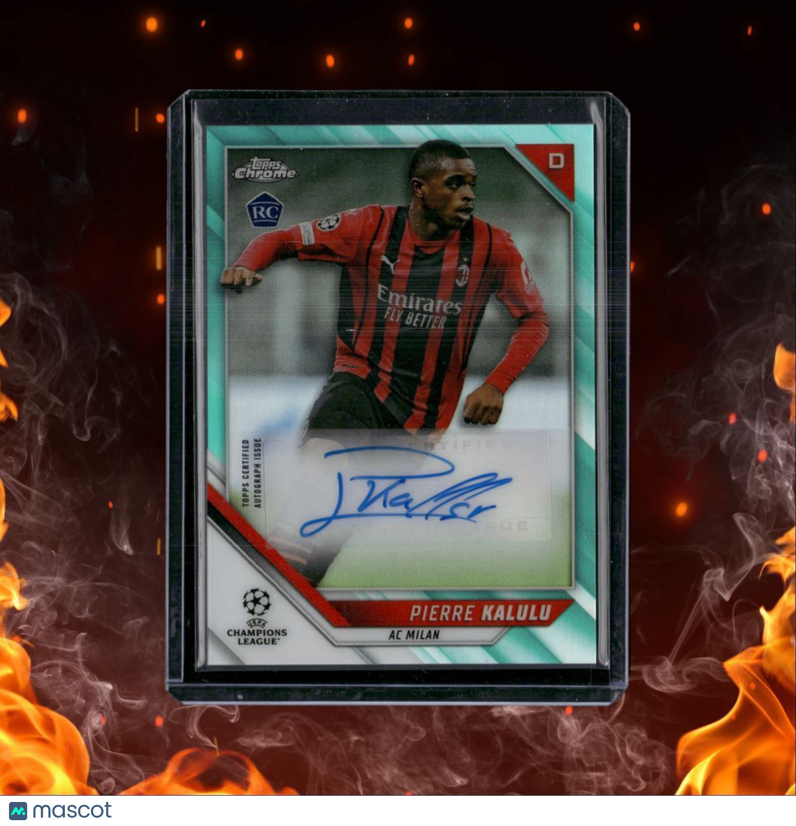 2022 Topps Chrome UEFA Pierre Kalulu Aqua Refractor Rookie Auto 112 #93