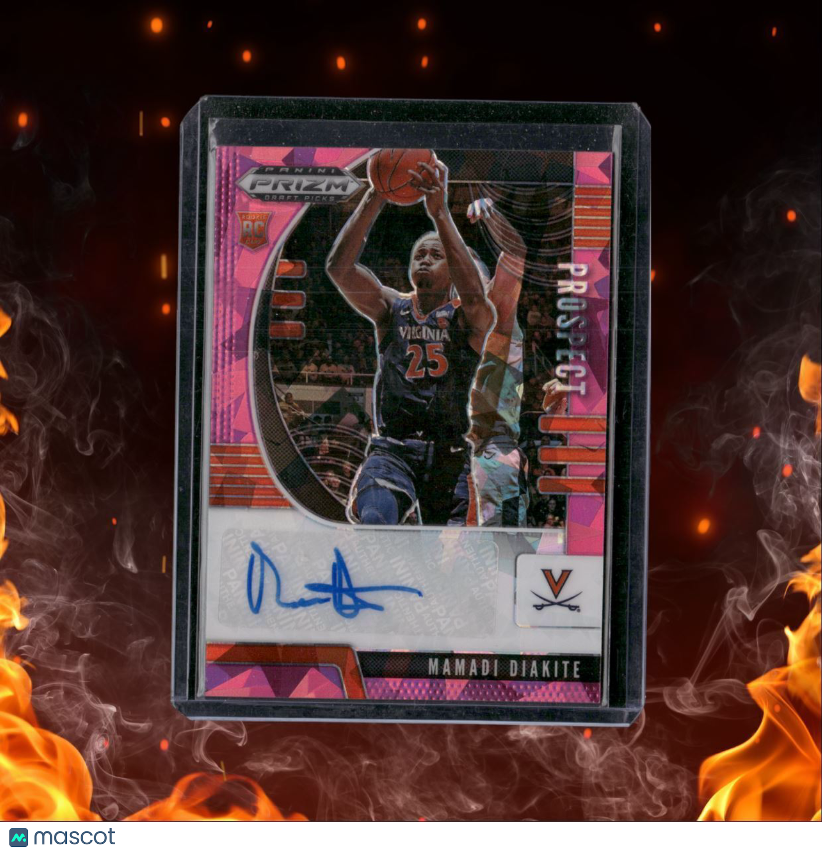 2020-21 Panini Prizm Draft Picks Mamadi Diakite Pink Cracked Ice Rookie Auto