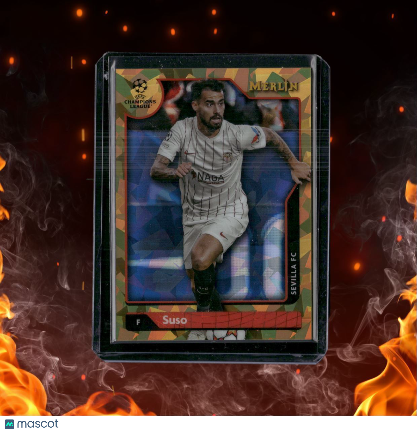 2022 Topps Merlin UEFA Suso Gold Cracked Ice 22/50 #19