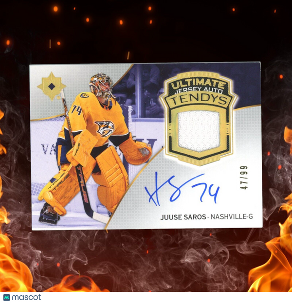 2022-23 Upper Deck Ultimate JUUSE SAROS Ultimate Tendy's /99 Gold Patch Auto