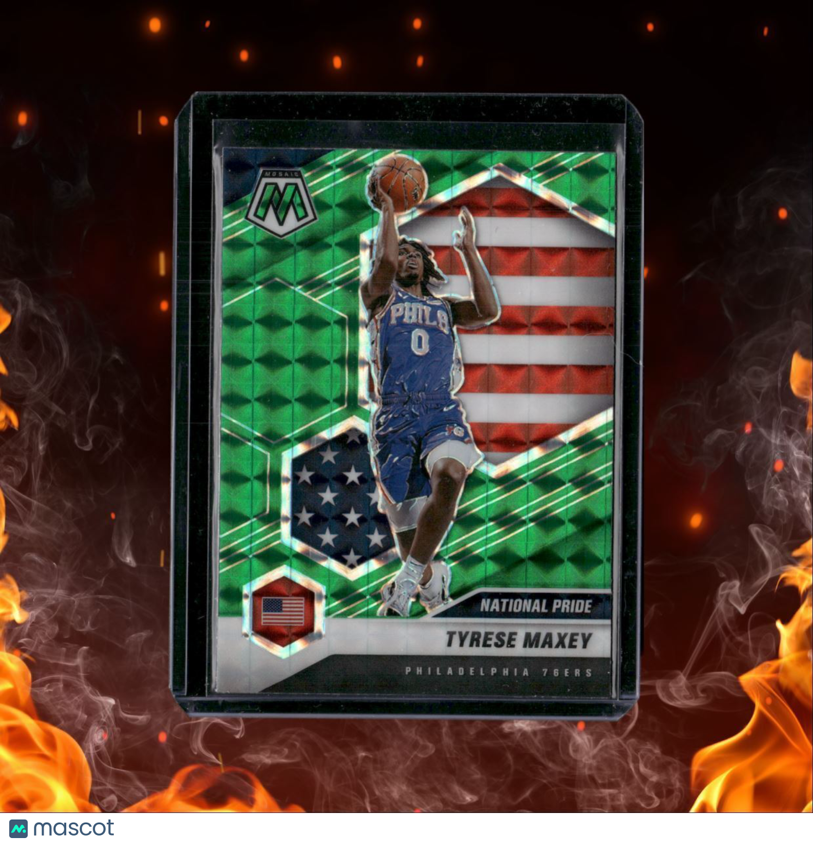 2020-21 Panini Mosaic Tyrese Maxey National Pride Green Rookie #259