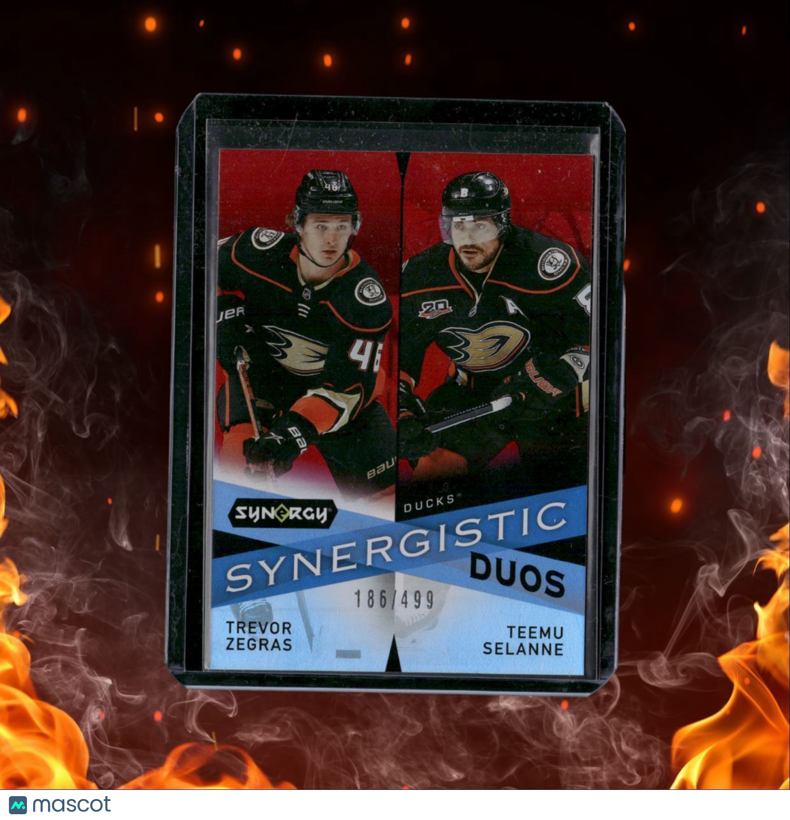 2022-23 Upper Deck Synergy Trevor Zegras / Teemu Selanne Red 186/499 #SD-7