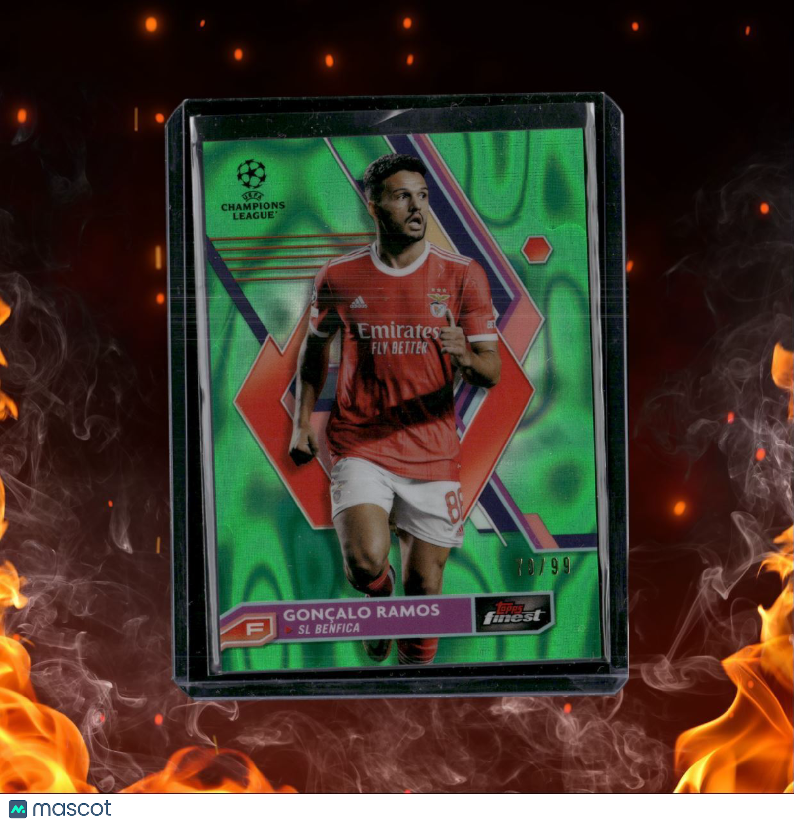 2022 Topps Finest Goncalo Ramos Green Lava Wave 70/99 #34