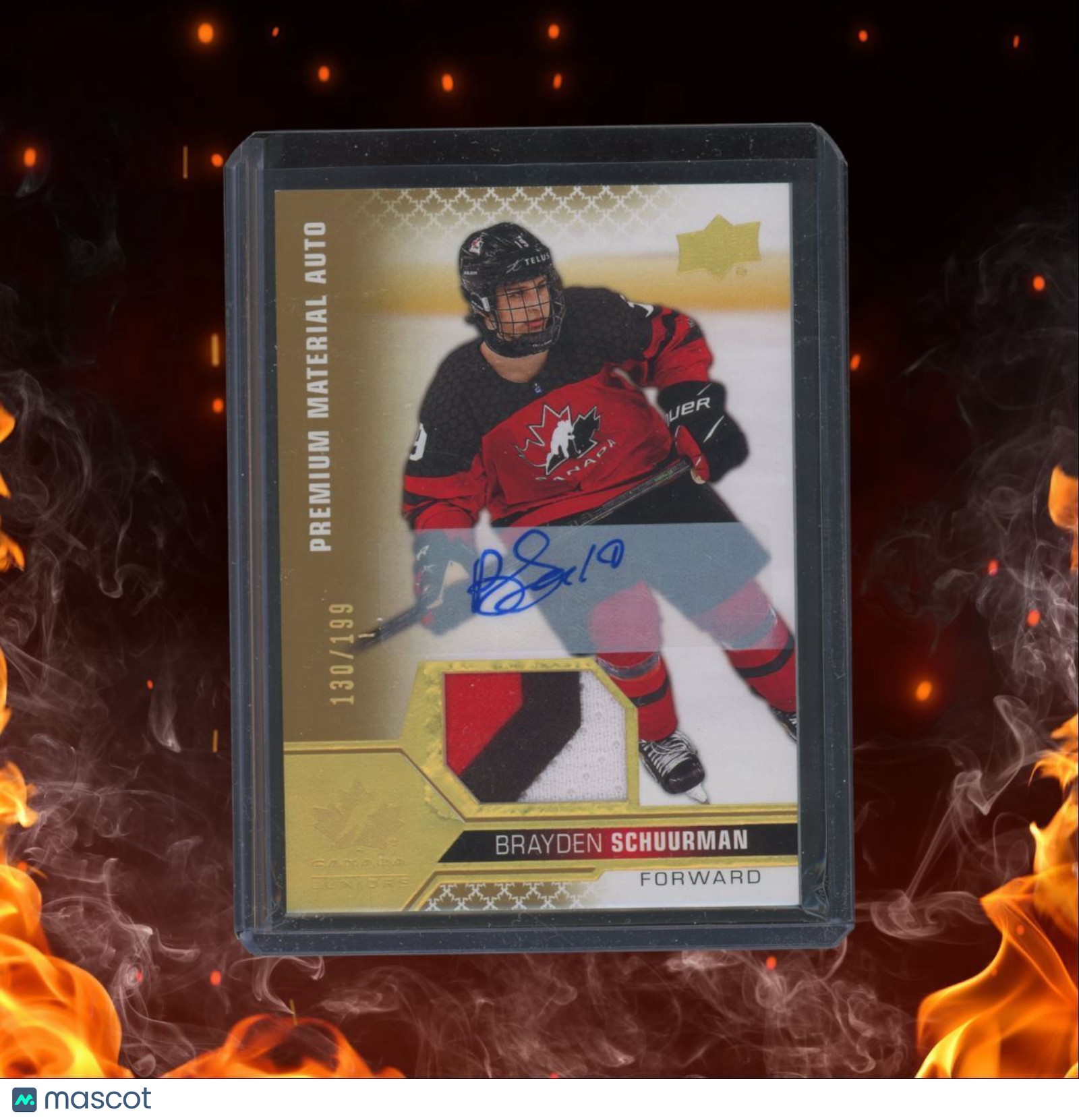 2022-23 Upper Deck Team Canada Juniors Brayden Schuurman Premium Material Auto