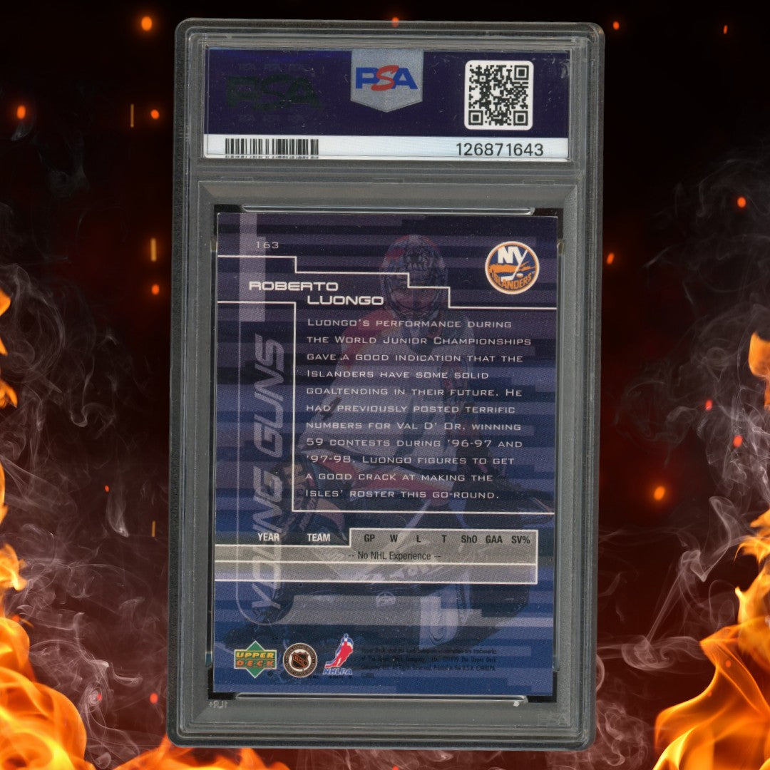1999-00 Upper Deck Series 1 Roberto Luongo Young Guns #163 PSA 8