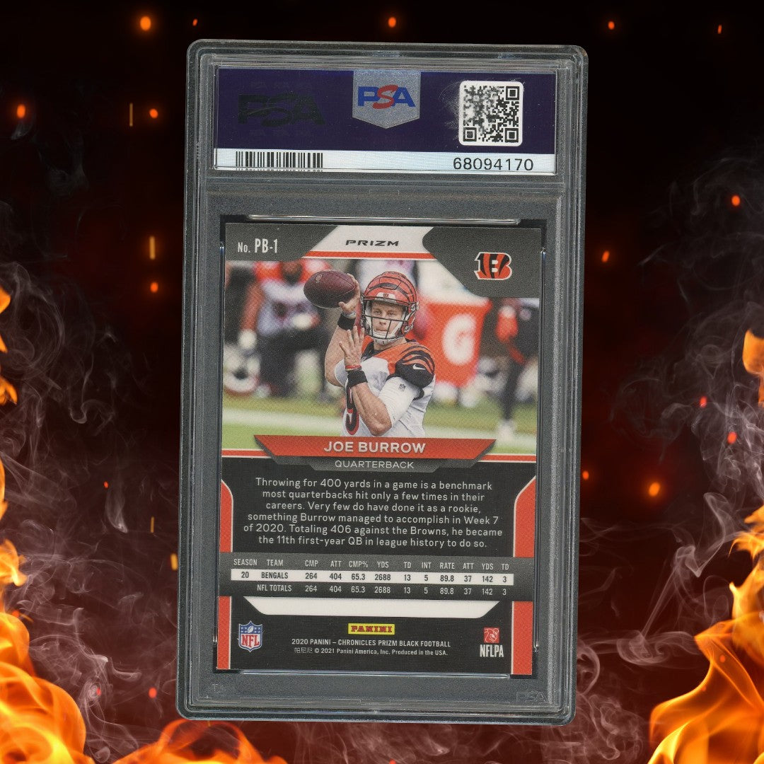 2020 Panini Chronicles Joe Burrow Prizm Black Silver Rookie #PB1 PSA 9