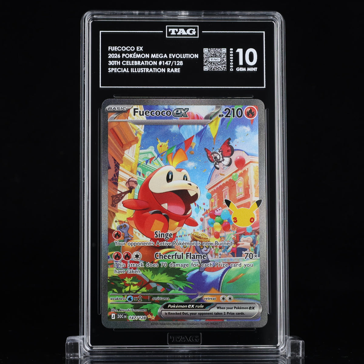 Pokemon 30th Celebration Fuecoco EX SIR 147/128 TAG 10