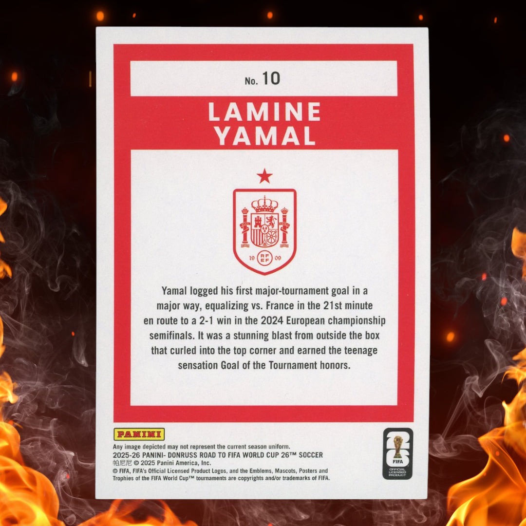 2025 Panini Donruss Road to FIFA World Cup 26 Lamine Yamal Red/Green/Blue Border