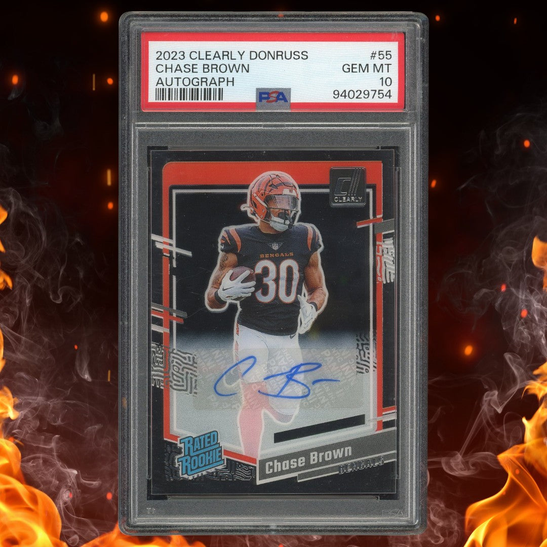 2023 Panini Clearly Donruss Chase Brown Rated Rookie Auto #55 PSA 10