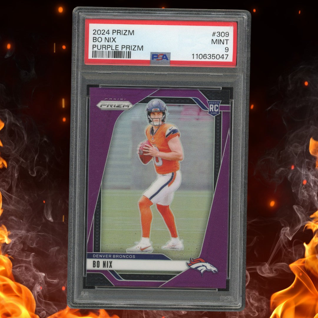 2024 Panini Prizm Bo Nix Rookie Purple /125 #309 PSA 9