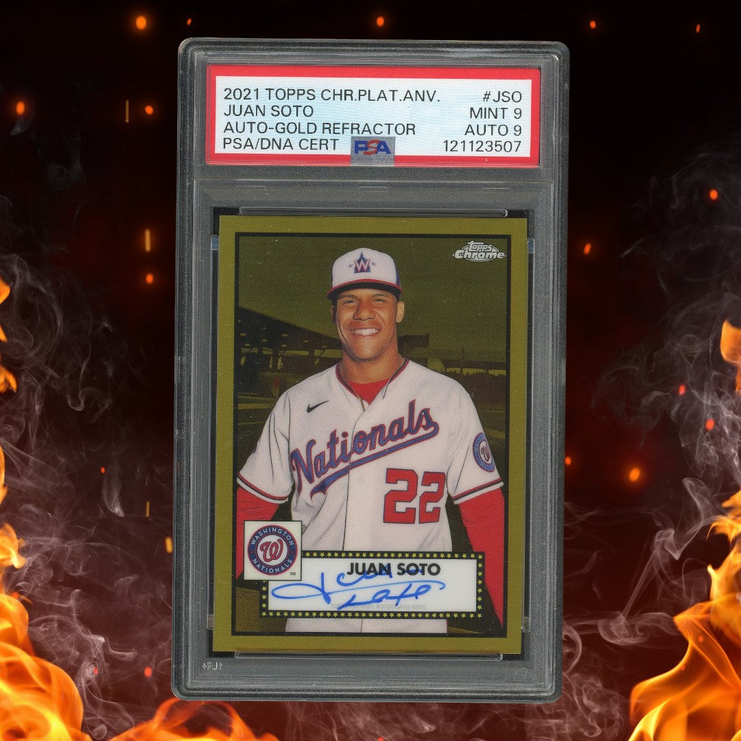 2021 Topps Chrome Platinum Anniversary Juan Soto Auto Gold Refractor /50 PSA 9