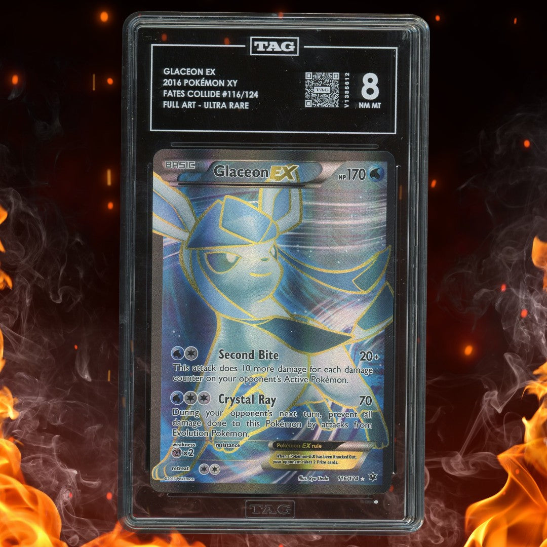 Pokemon Fates Collide Glaceon EX Full Art Ultra Rare 116/124 TAG 8