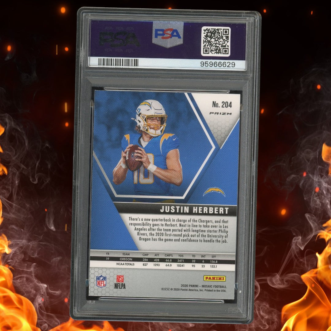 2020 Panini Mosaic Justin Herbert Red/Green Choice Rookie #204 PSA 10