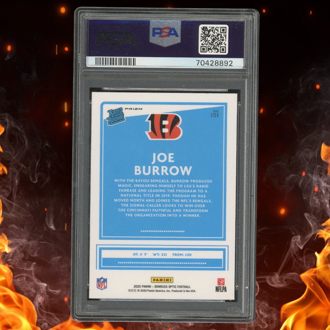 2020 Panini Donruss Optic Joe Burrow Rated Rookie Green Velocity #151 PSA 10