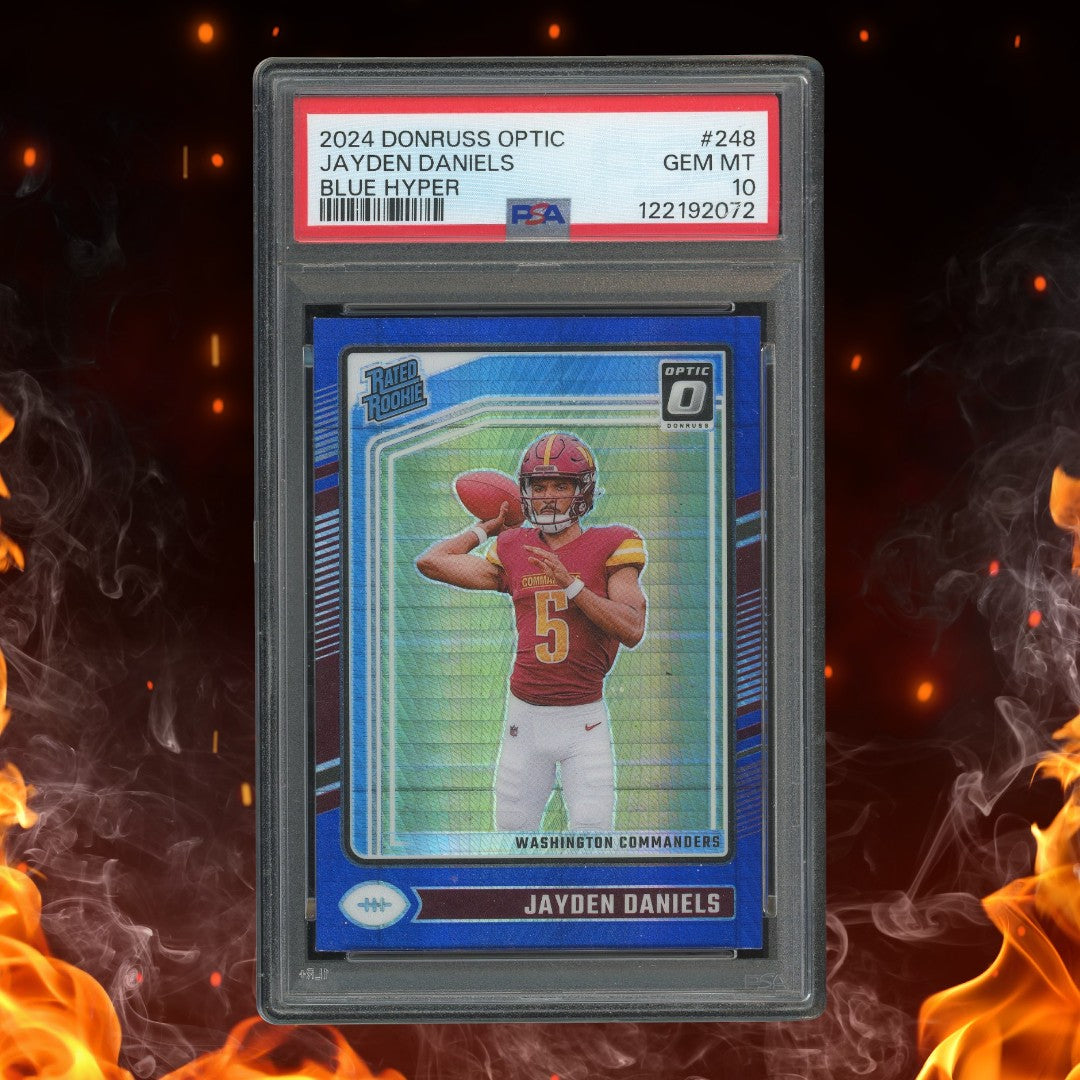 2024 Panini Donruss Optic Jayden Daniels Rated Rookie Blue Hyper #248 PSA 10