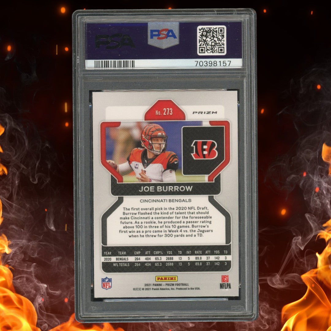 2021 Panini Prizm Joe Burrow Red White & Blue PSA 10 #273