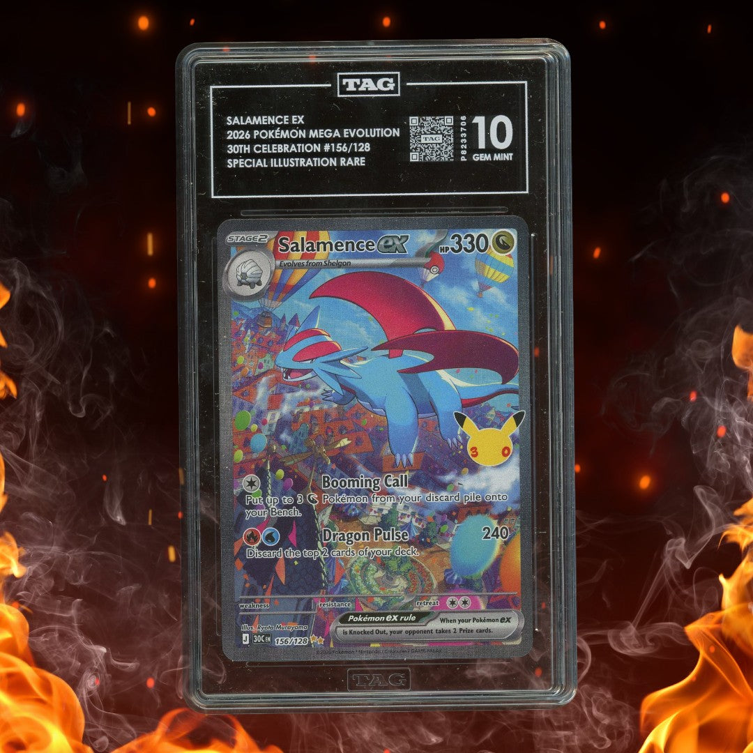 Pokemon 30th Celebration Mega Evolution Salamence ex SIR 156/128 TAG 10
