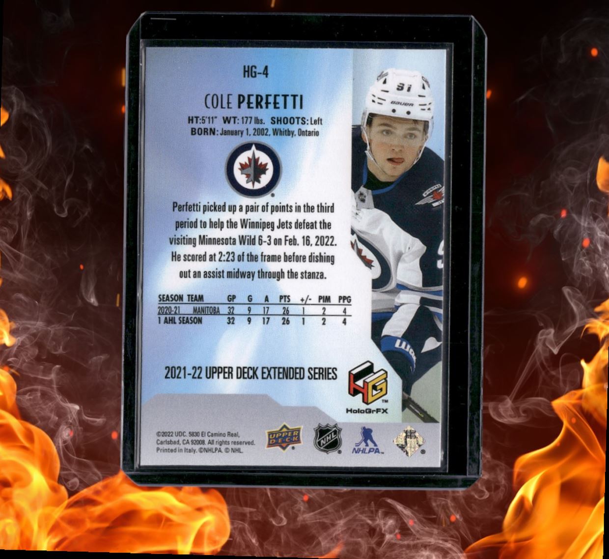 2021-22 Upper Deck Cole Perfetti HoloGrFx Gold SP Rookie #HG-4