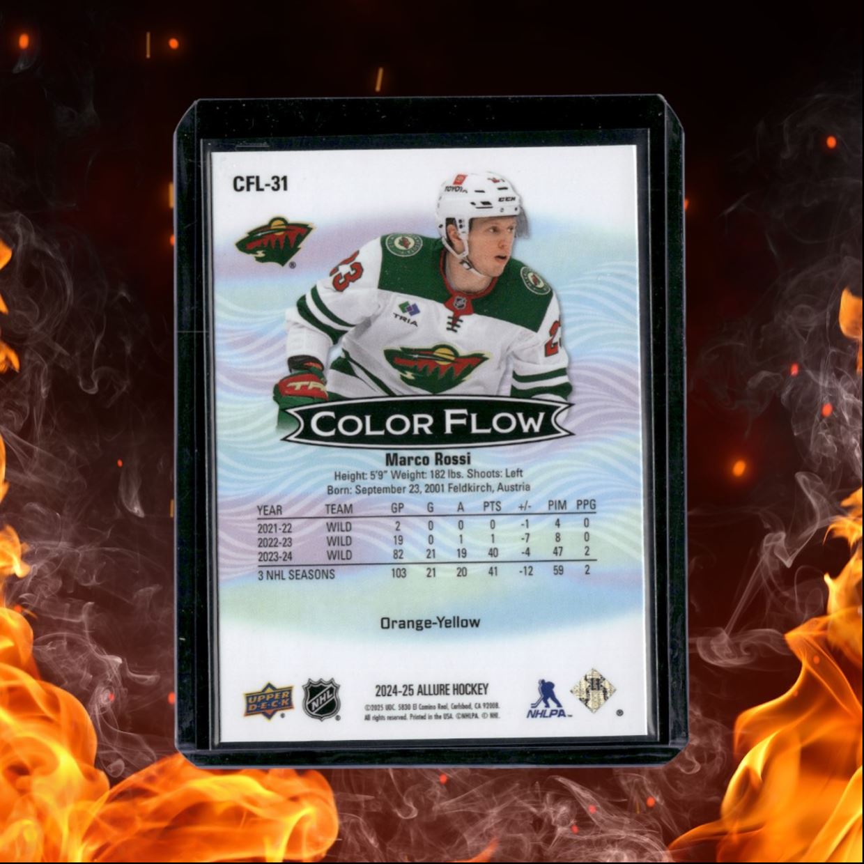 2024-25 Upper Deck Allure Marco Rossi Color Flow Orange Yellow #CFL-31