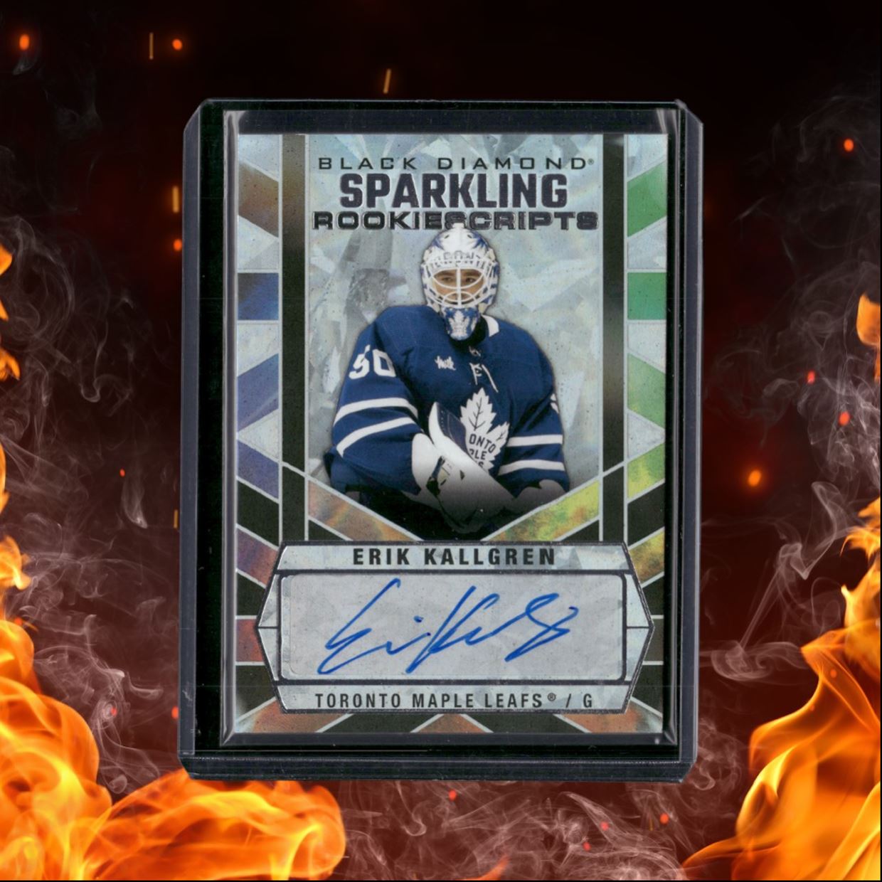 2022-23 Upper Deck Black Diamond Erik Kallgren Sparkling Scripts Rookie Auto