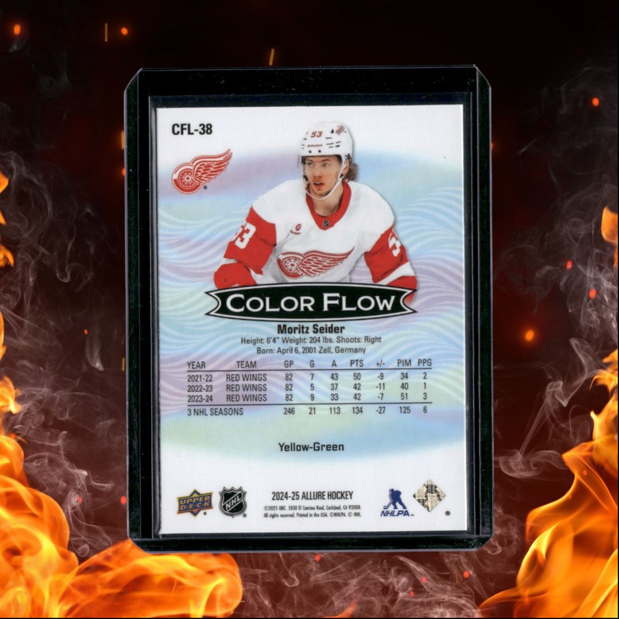 2024-25 Upper Deck Allure Moritz Seider Color Flow Yellow Green #CFL-38