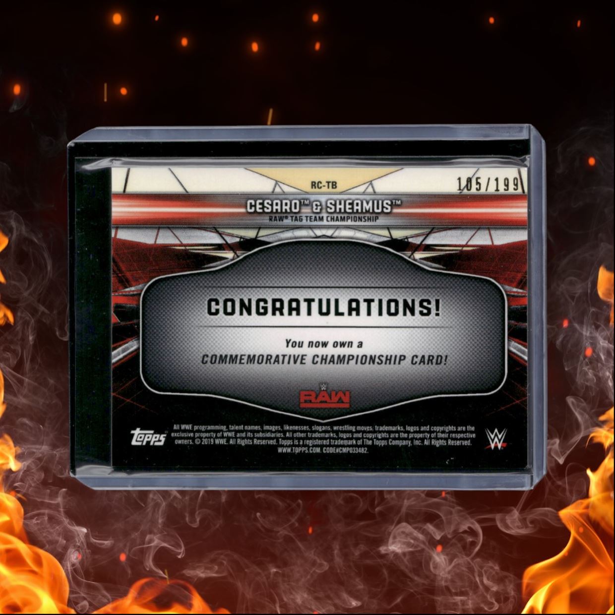2019 Topps WWE Cesaro / Sheamus Commemorative Championship Tag Team 105/199