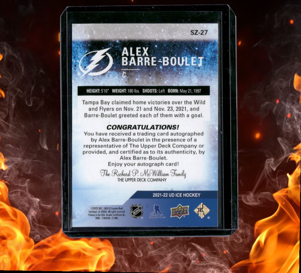 2021-22 Upper Deck Ice Alex Barre-Boulet Sub Zero Rookie Auto #SZ-27