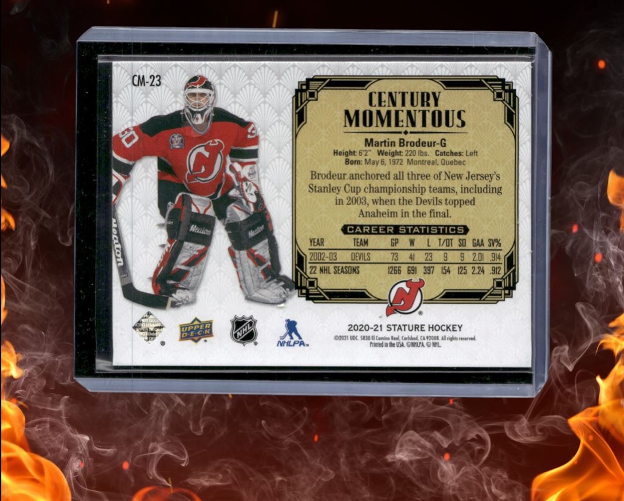 2020-21 Upper Deck Stature Martin Brodeur Century Momentous Green #CM-23