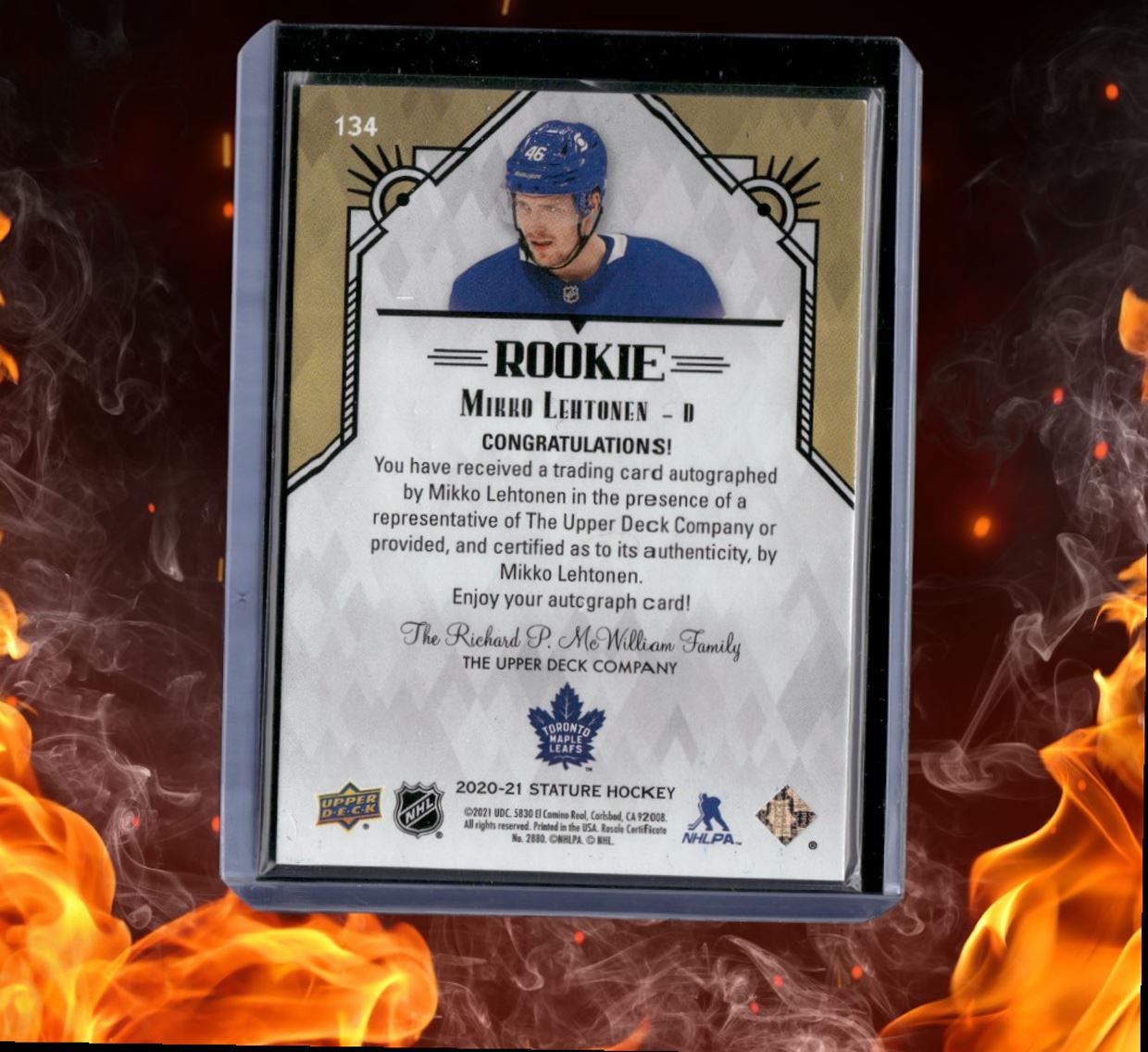 2020-21 Upper Deck Stature Mikko Lehtonen Rookie Auto 109/199 #134