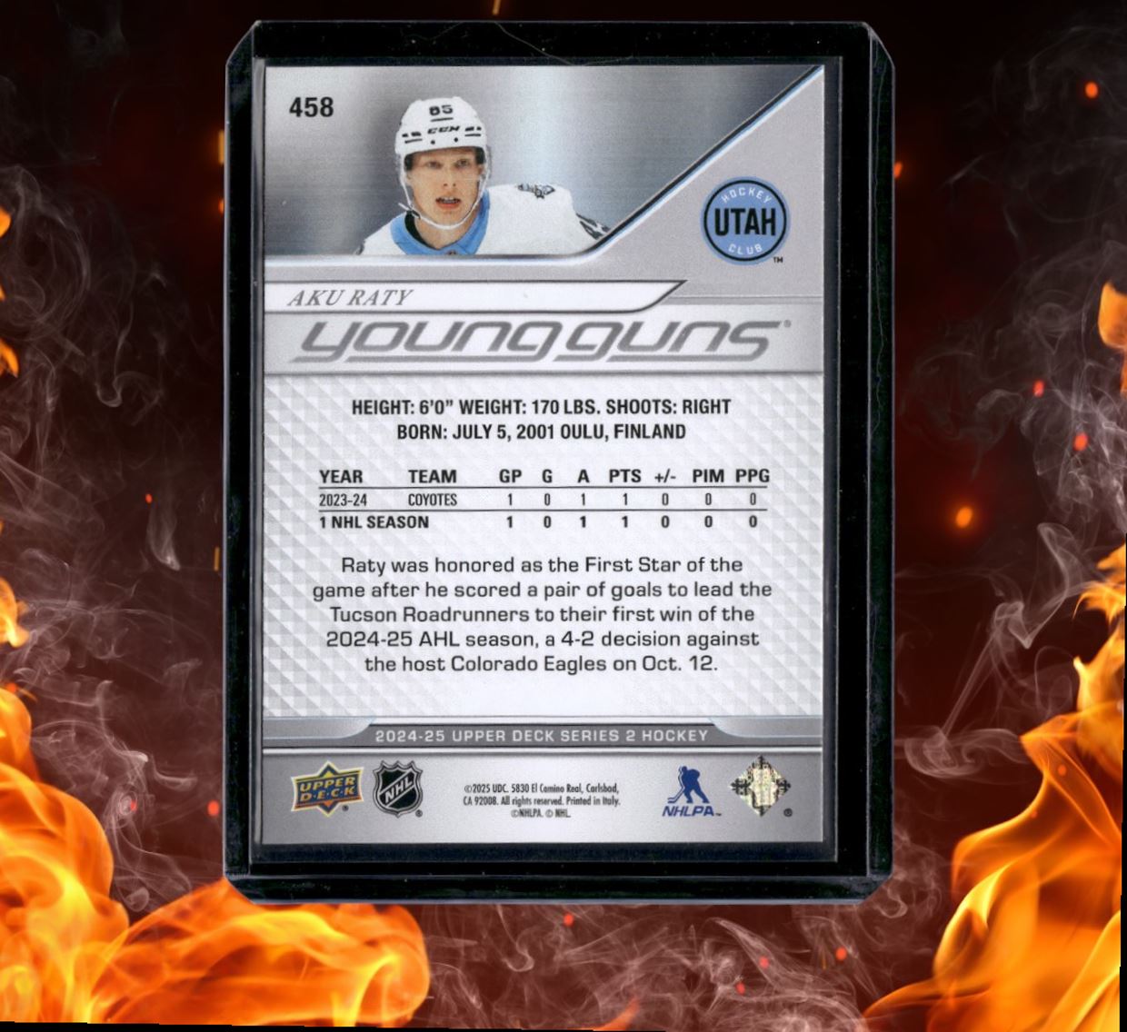 2024-25 Upper Deck Aku Raty Young Guns (B) Rookie #458