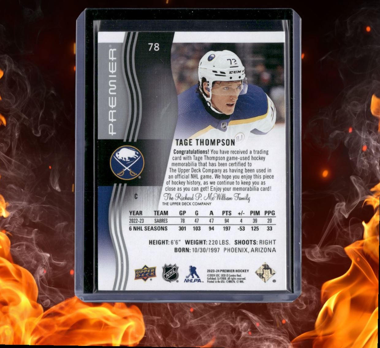 2023-24 Upper Deck Premier Tage Thompson Jersey #78