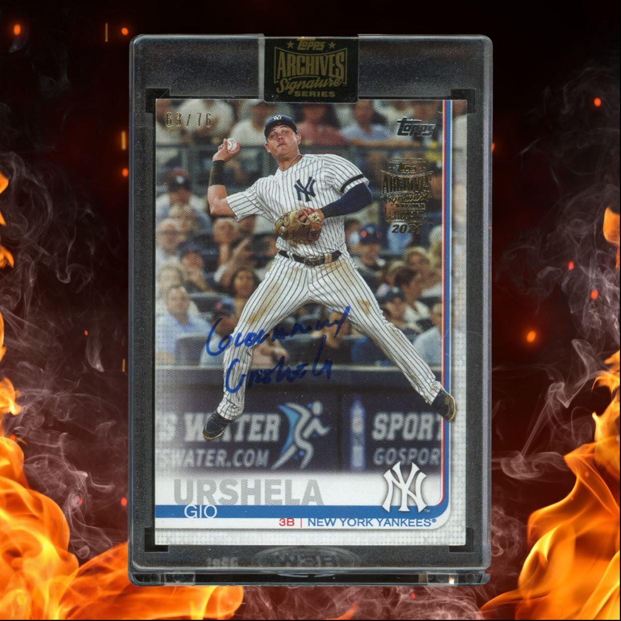 2021 Topps Archives Signature Series Gio Urshela 2019 Tribute Auto 63/76 #US128