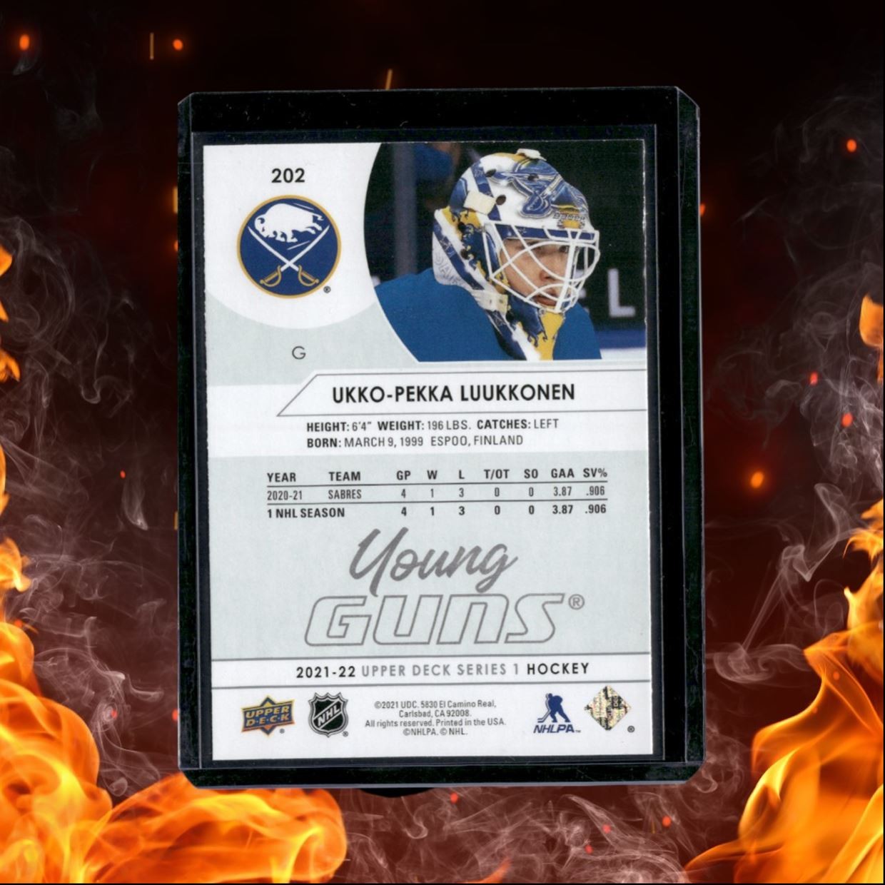 2021-22 Upper Deck Ukko-Pekka Luukkonen Young Guns Rookie #202