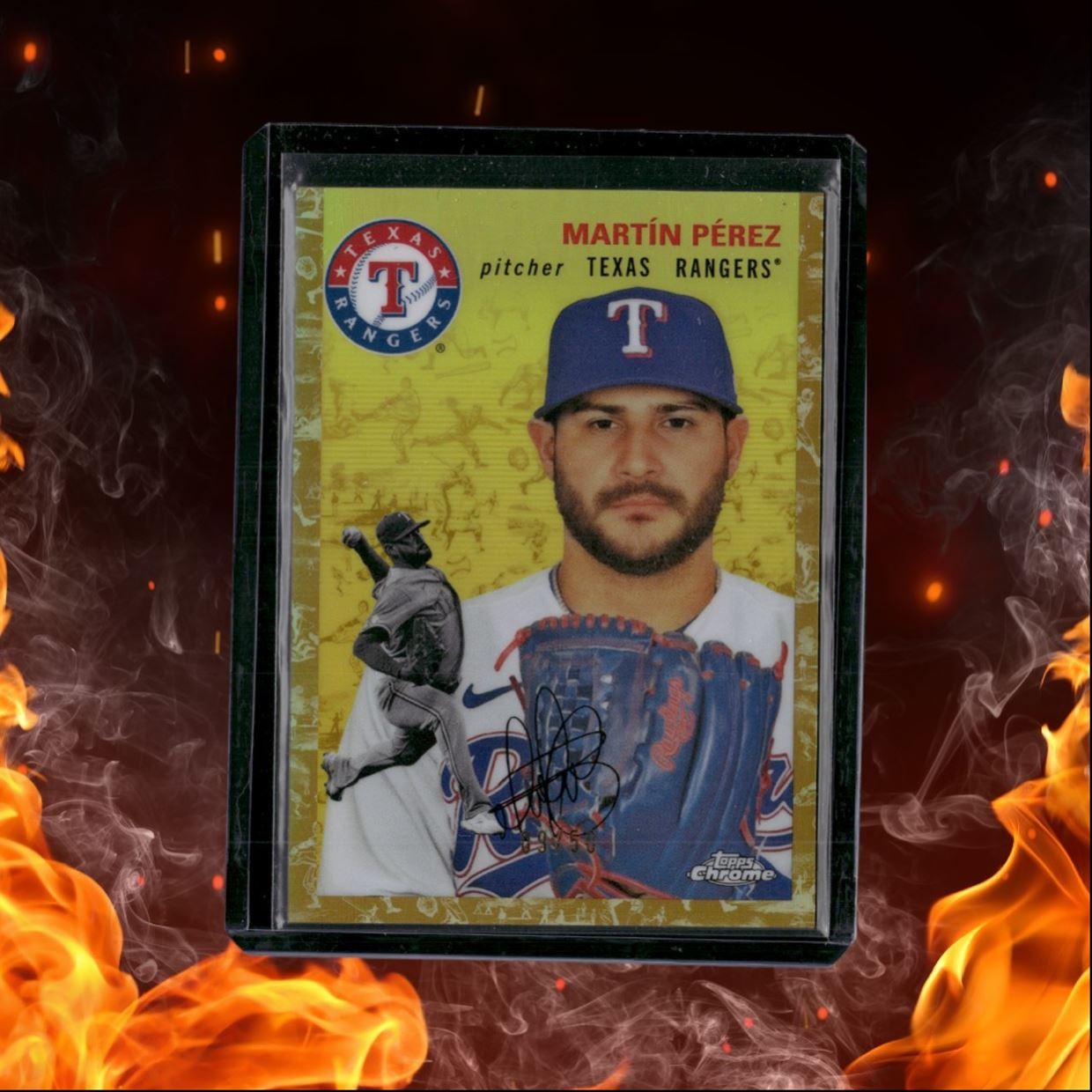 2023 Topps Chrome Platinum Anniversary Martín Pérez Toile Gold Refractor 09/50