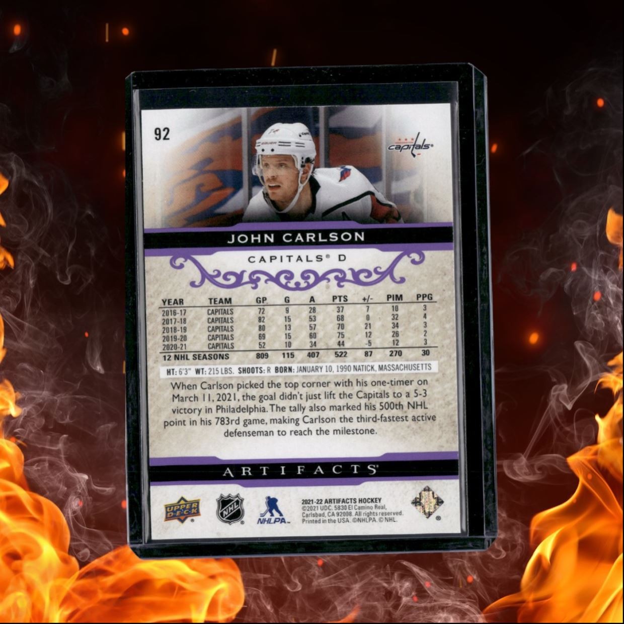 2021-22 Upper Deck Artifacts John Carlson Purple 24/25 #92