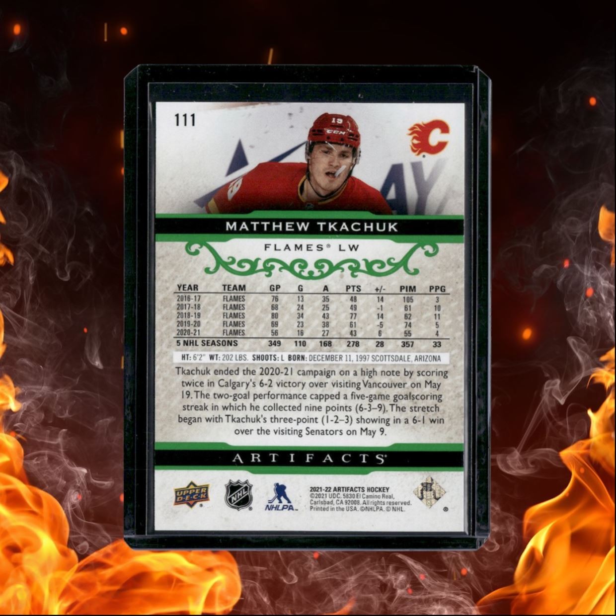 2021-22 Upper Deck Artifacts Matthew Tkachuk Emerald Green 47/99 #111
