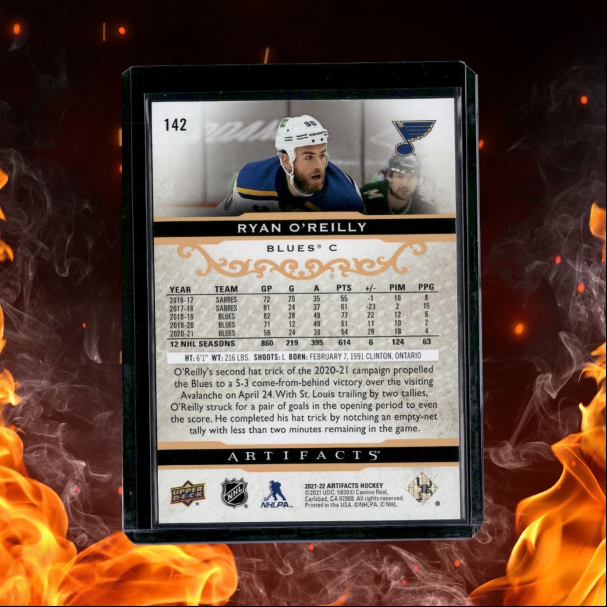 2021-22 Upper Deck Artifacts Ryan O'Reilly Autumn Orange 37/75 #142
