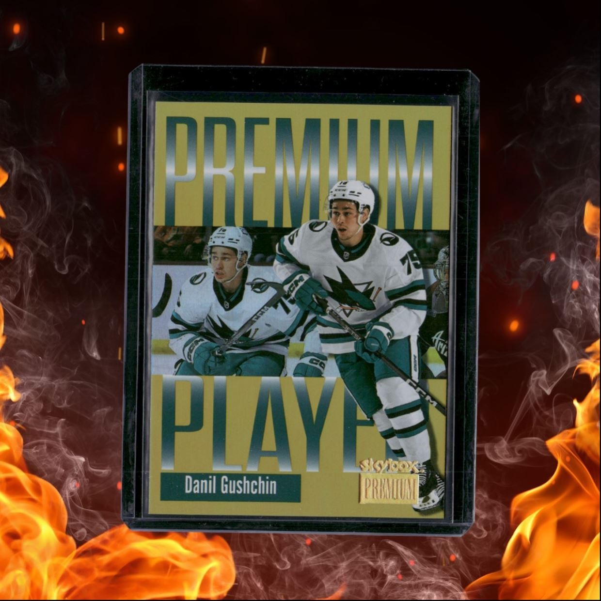 2023-24 SkyBox Metal Universe Danil Gushkin Premium Player Gold Spectrum Rookie
