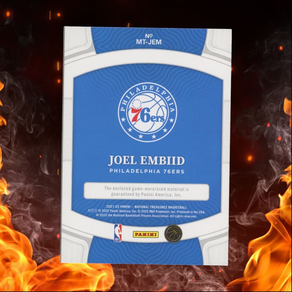 2021-22 Panini National Treasures Joel Embiid Material Treasures Jersey 57/99