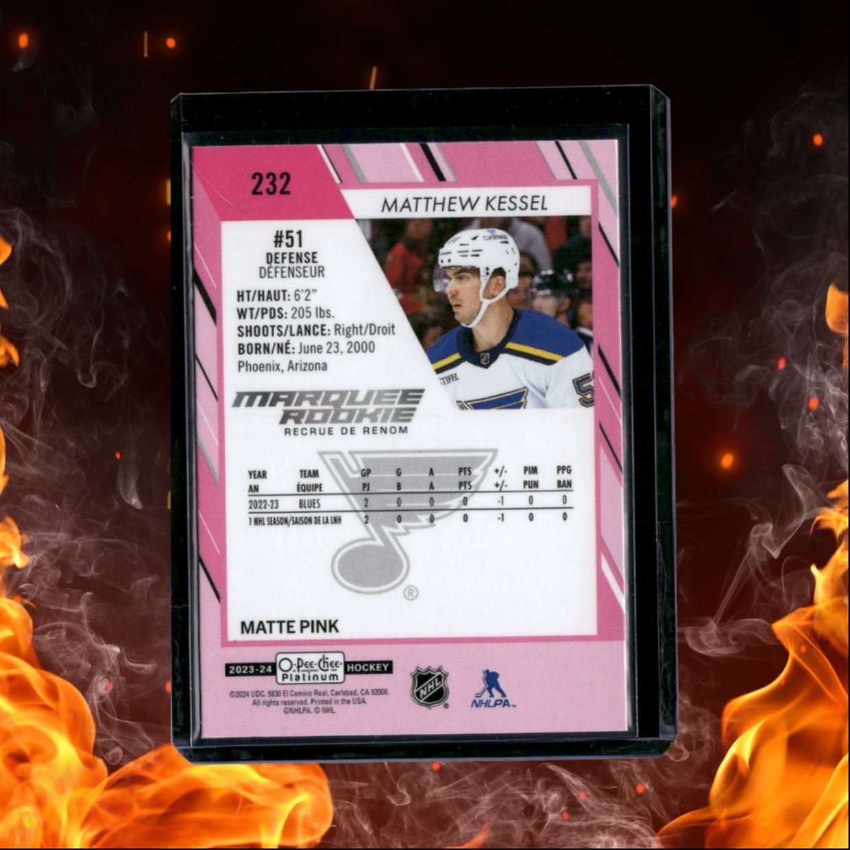 2023-24 O-Pee-Chee Platinum Matthew Kessel Marquee Matte Pink Rookie #232