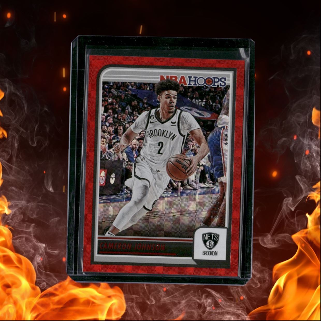 2023-24 Panini NBA Hoops Cameron Johnson Red Hyper 63/99 #57