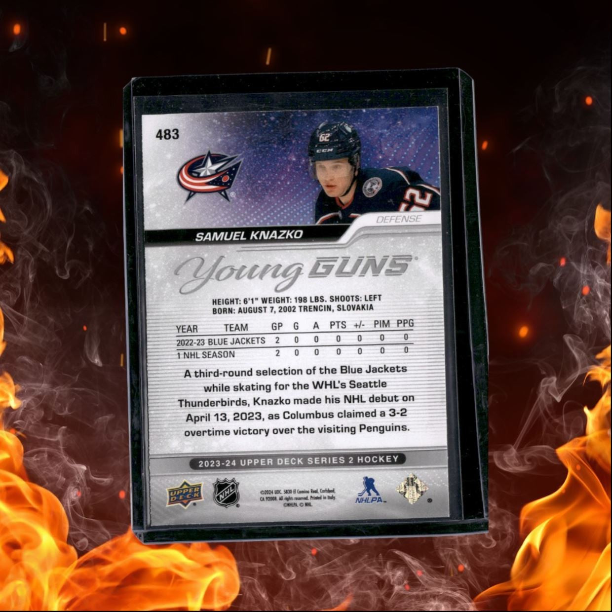 2023-24 Upper Deck Samuel Knazko Outburst Silver Young Guns Rookie #483