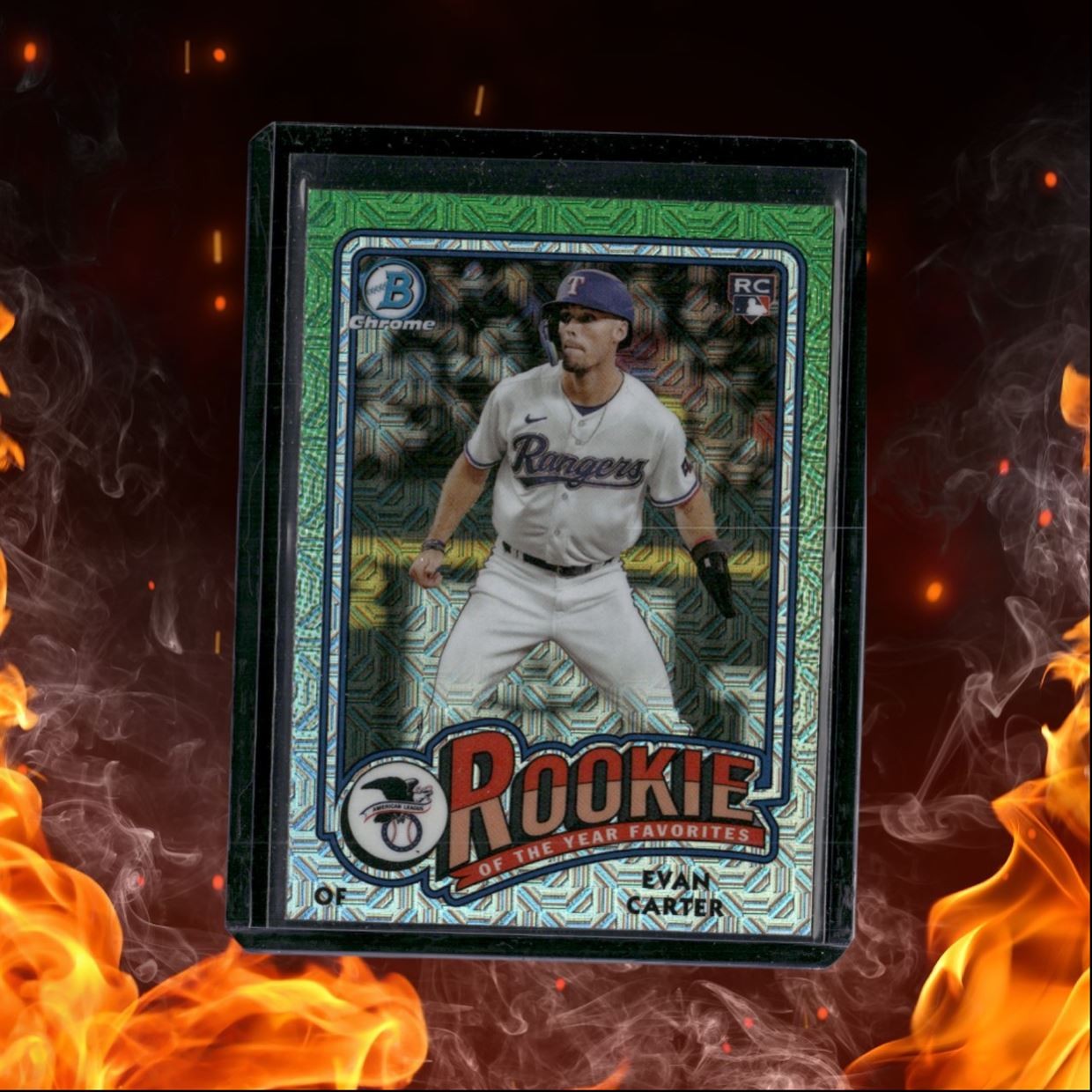 2024 Bowman Chrome Evan Carter Of the Year Favorites Mojo Green Rookie #ROY-12
