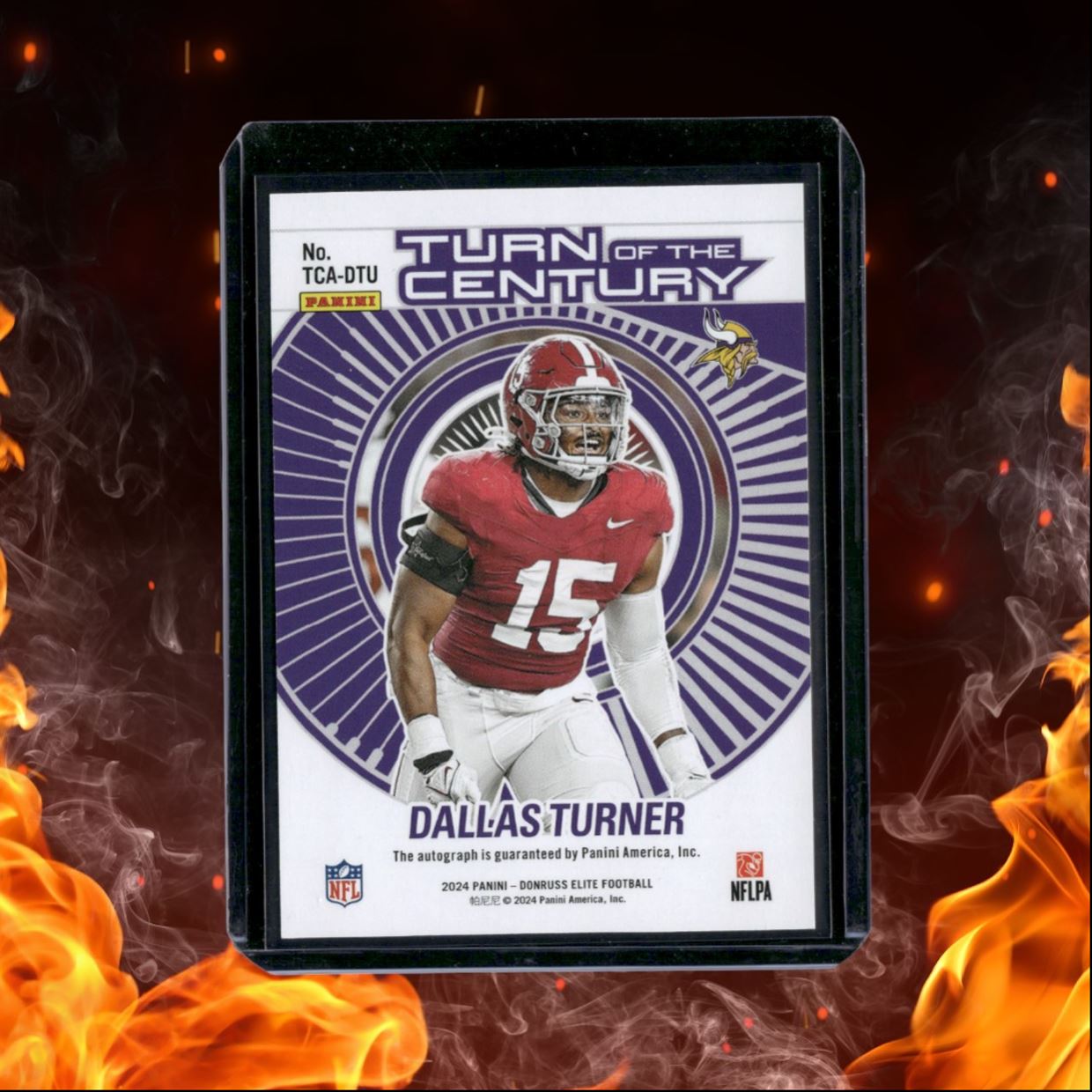 2024 Panini Donruss Elite Dallas Turner Turn of the Century Purple Rookie Auto