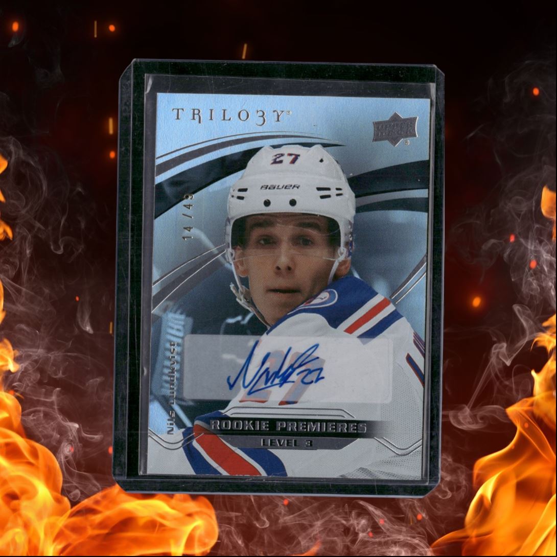 2021-22 Upper Deck Trilogy Nils Lundkvist Level 3 Premieres Rookie Auto 14/49