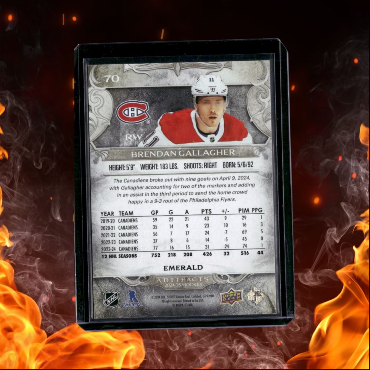 2024-25 Upper Deck Artifacts Brendan Gallagher Emerald 055/149 #70